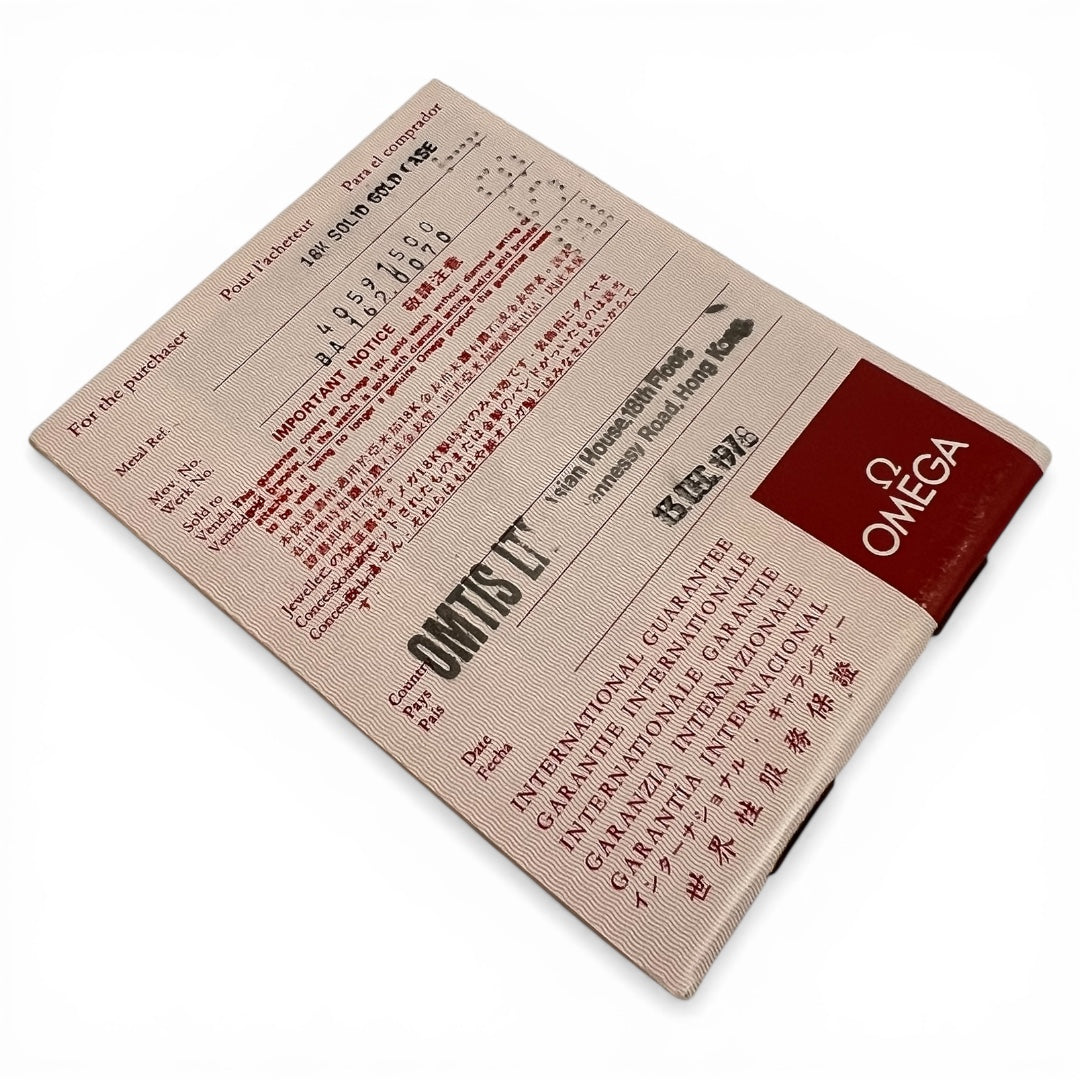 1978 Omega 162.0070 Guarantee Booklet