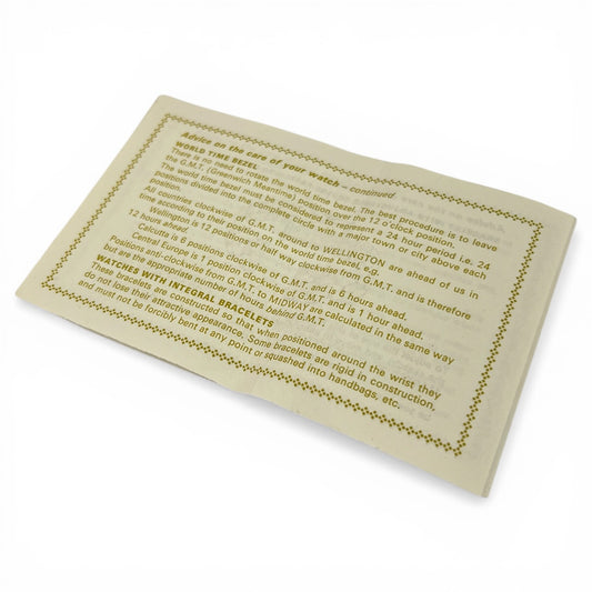 Vintage Watch Blank Guarantee Certificate