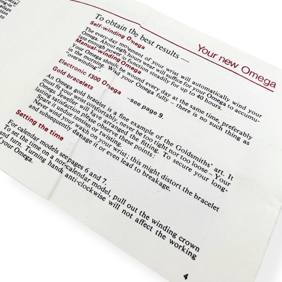 1970s Omega ‘You and Your Omega’ Booklet