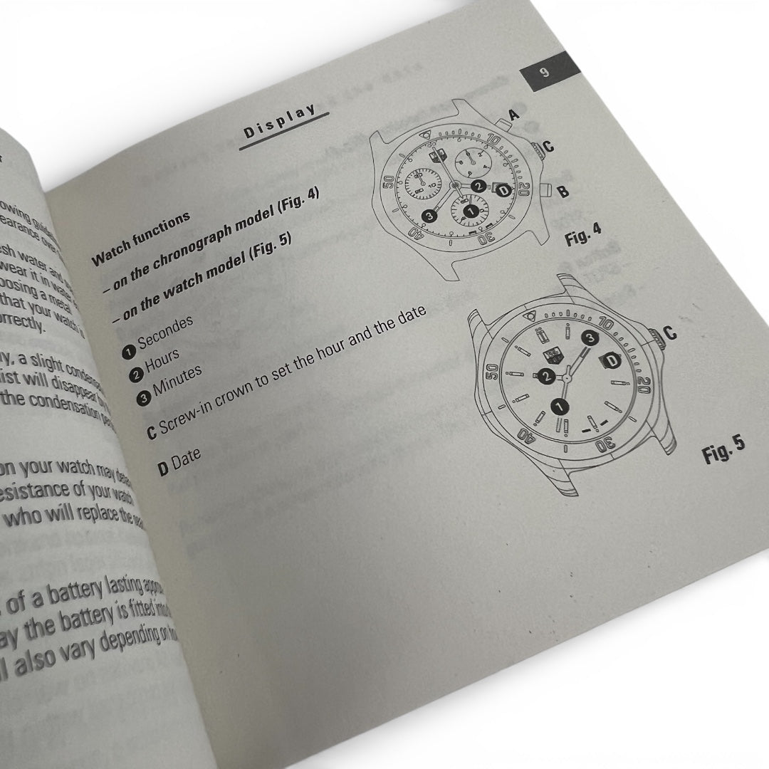 2004 Tag Heuer Formula 1 Quartz & Chronograph Watches Instruction Booklet
