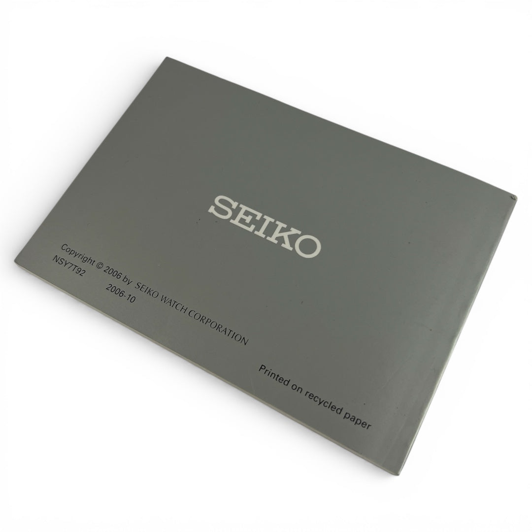 2006 Seiko 7T92 Chronograph Instruction Booklet