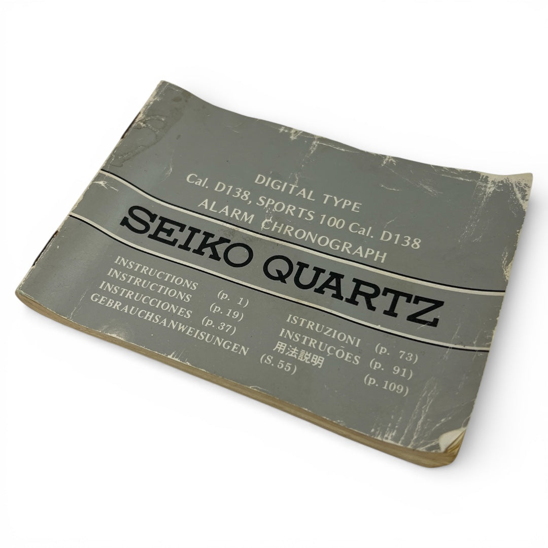 1970s Seiko D138 Sports 100 Digital Alarm Chronograph Instruction Booklet