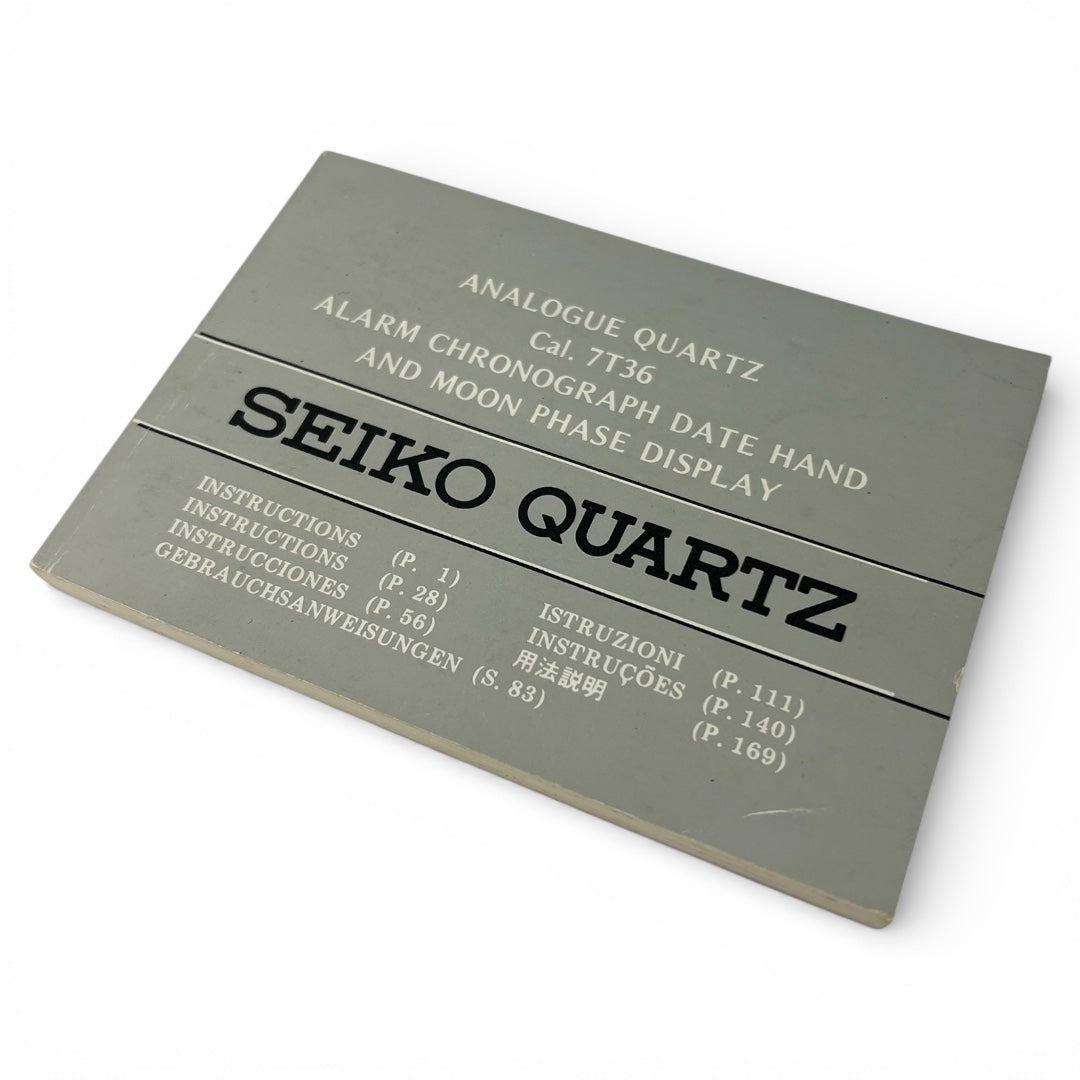 1990 Seiko 7T36 Alarm Chronograph Moon Phase Instruction Booklet