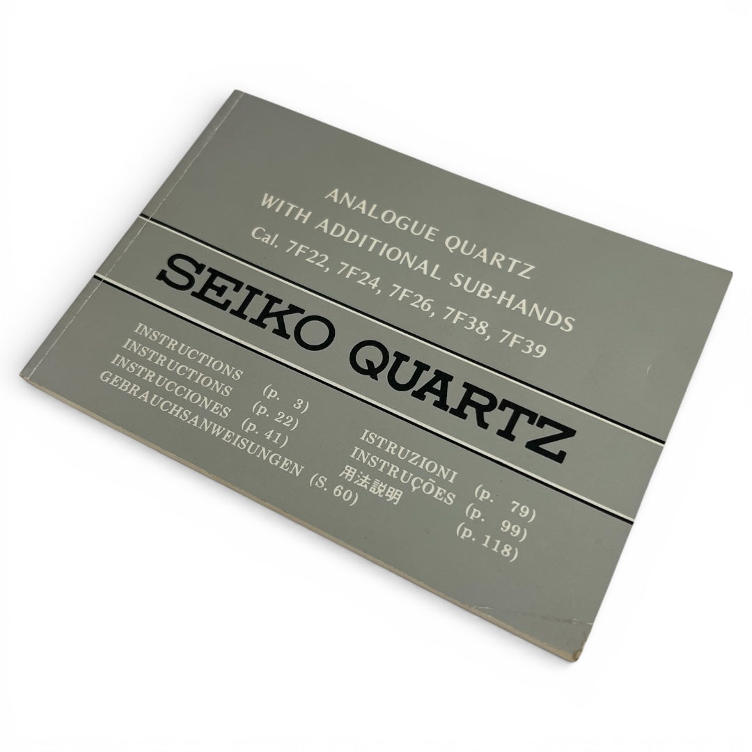 1987 Seiko 7F22, 7F24, 7F26, 7F38 & 7F39 Instruction Booklet