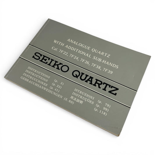 1987 Seiko 7F22, 7F24, 7F26, 7F38 & 7F39 Instruction Booklet