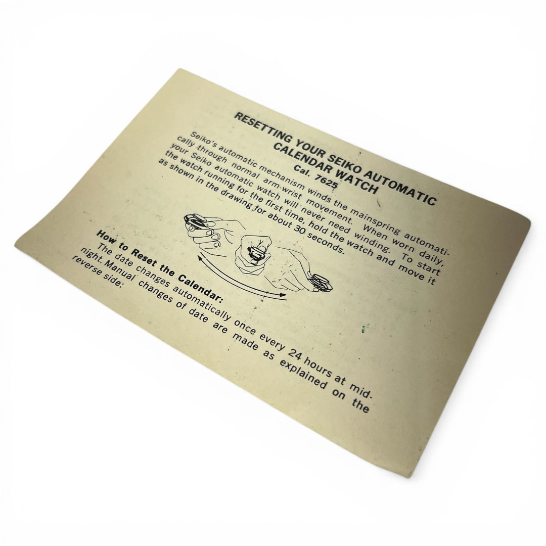 Seiko 7625 Supplementary Document