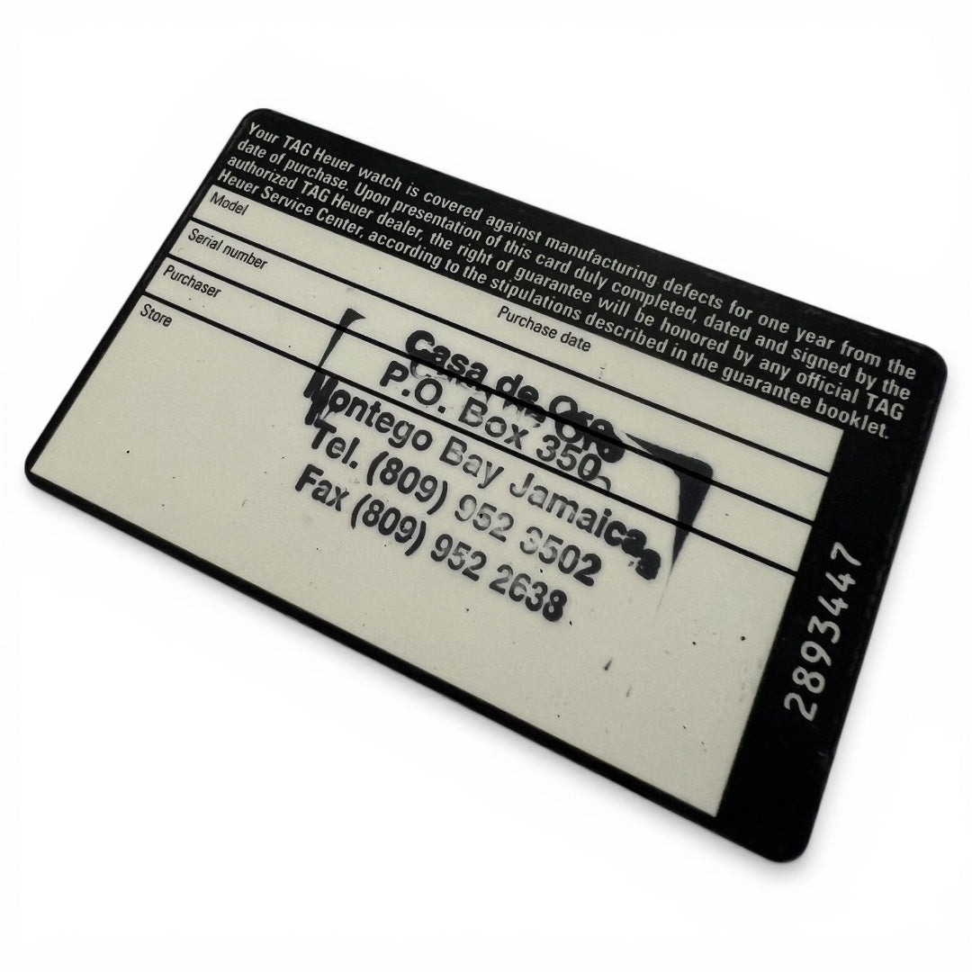 1990s Tag Heuer Guarantee Card